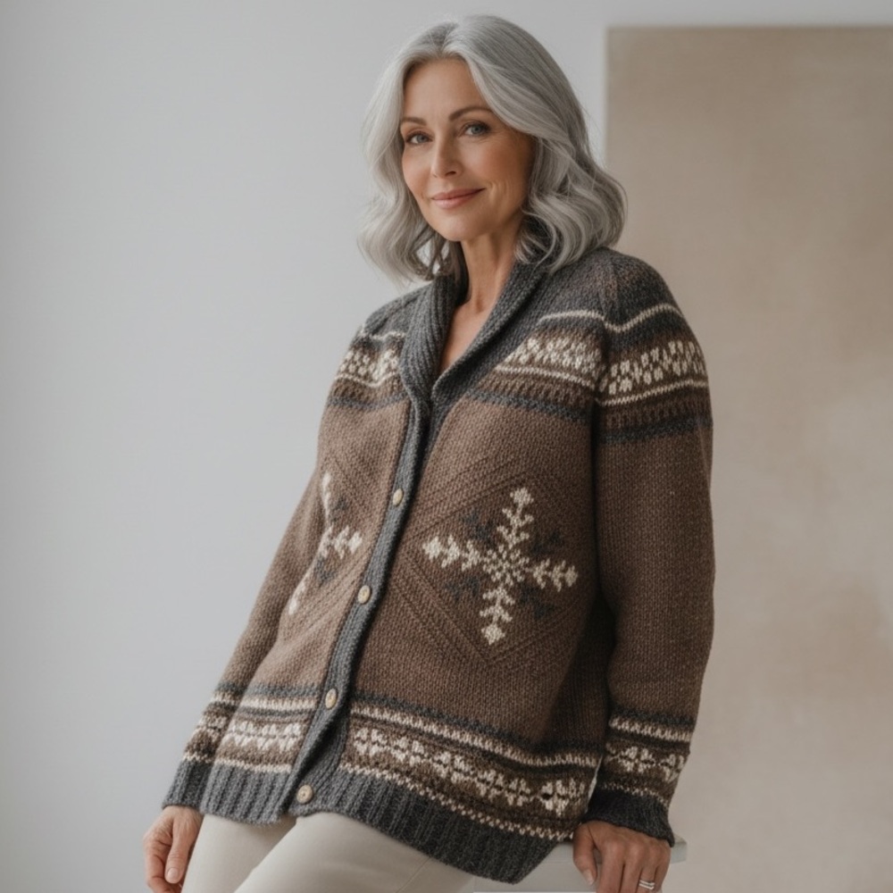 Vintage Eddie Bauer “Legend” Wool Brown Patterned Women's Cardigan Sweater